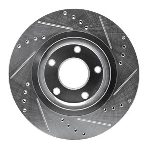 Nissan X-Trail Brake Rotor (1) - Front Left - R1 Concepts - Drilled & Slotted - Silver - `07-`15